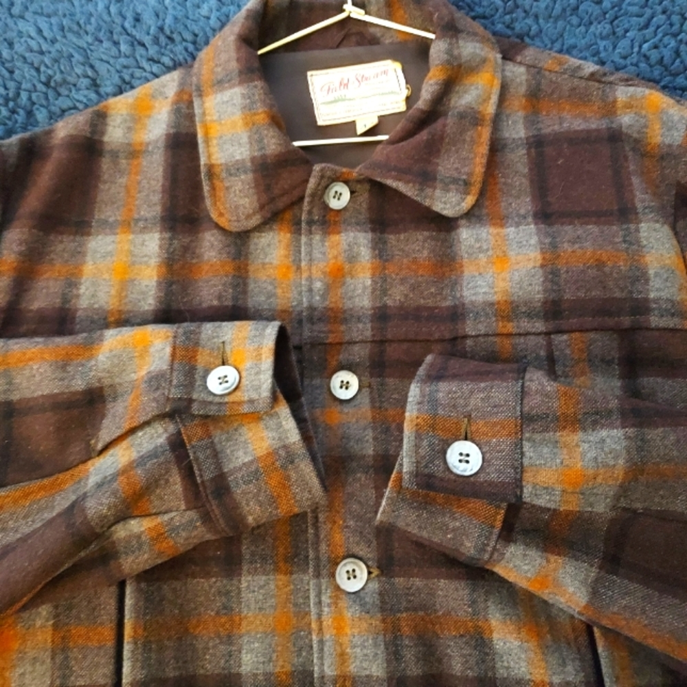 Vintage (60s) Field & Stream Coat Jacket 44R Brown and Orange Plaid